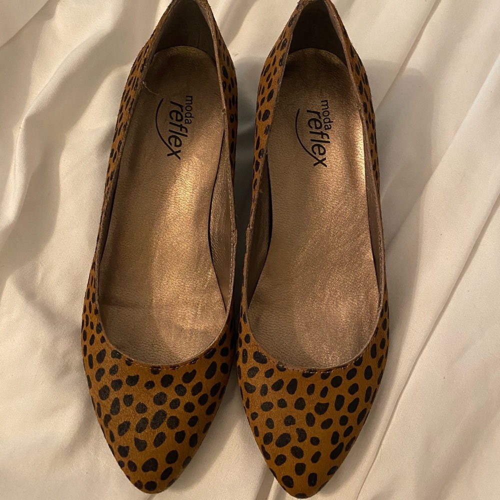 Leopard print wedge heels